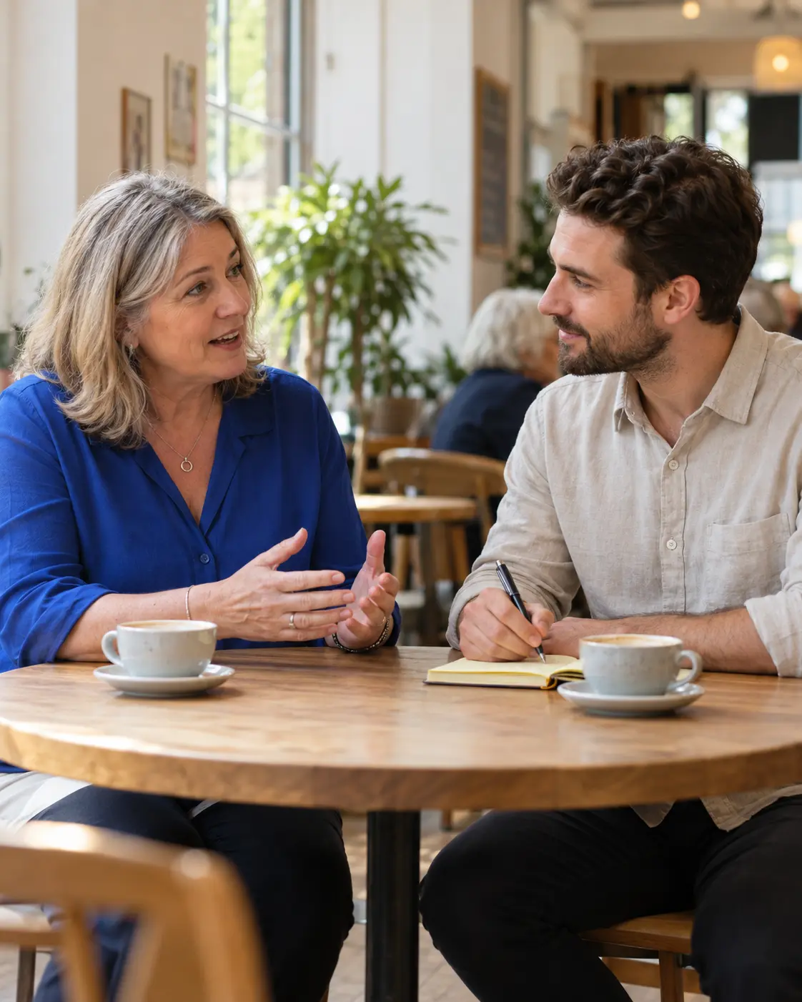 Illustrative charity organiser discussing a starting point with an adviser